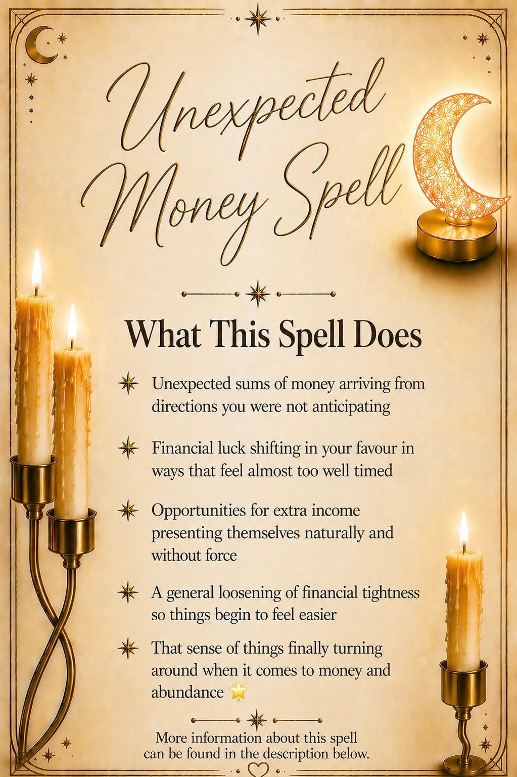 Unexpected Money Spell ritual details